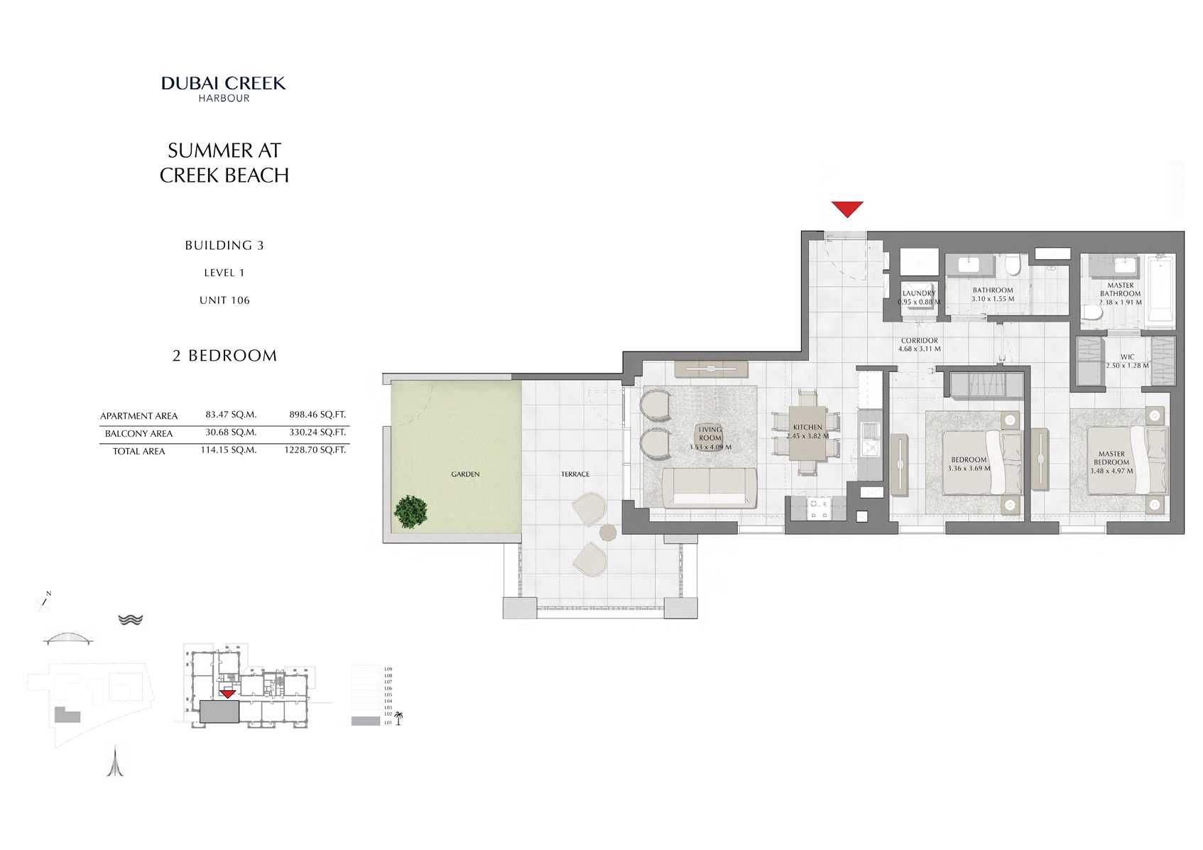 2 Br Building 3 Level 1 Unit 106, Size 1228 Sq Ft